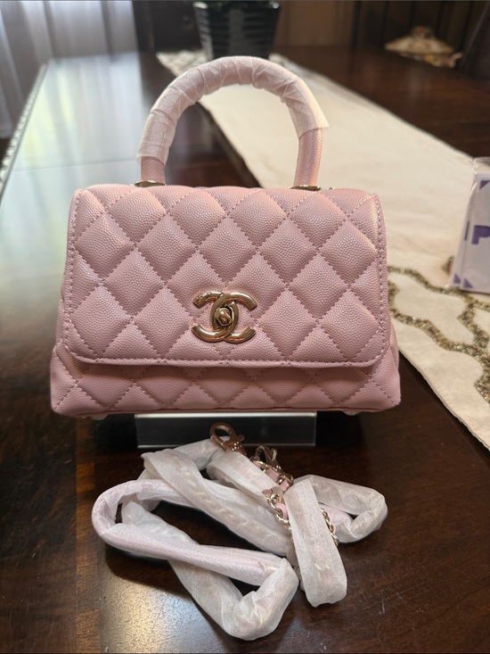 CHANEL Handbags - Luxury Fashion Pink Quilted Mini Top Handle Bag with Gold CC